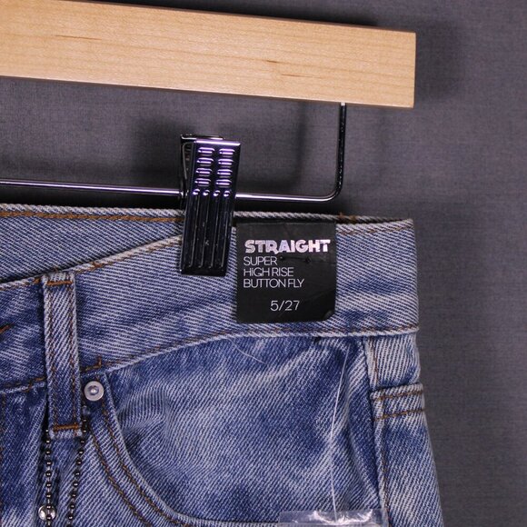 NWT Simple Society Y2K Crystal Destroyed‎ High Rise Straight Jeans 5/27 Festival - Picture 4 of 14